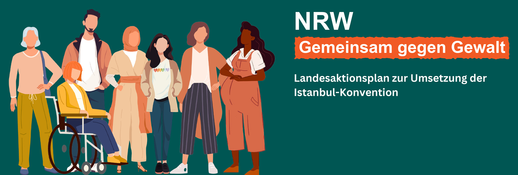 Keyvisual NRW gemeinsam gegen Gewalt – Landesaktionsplan zur Umsetzung der Istanbul-Konvention